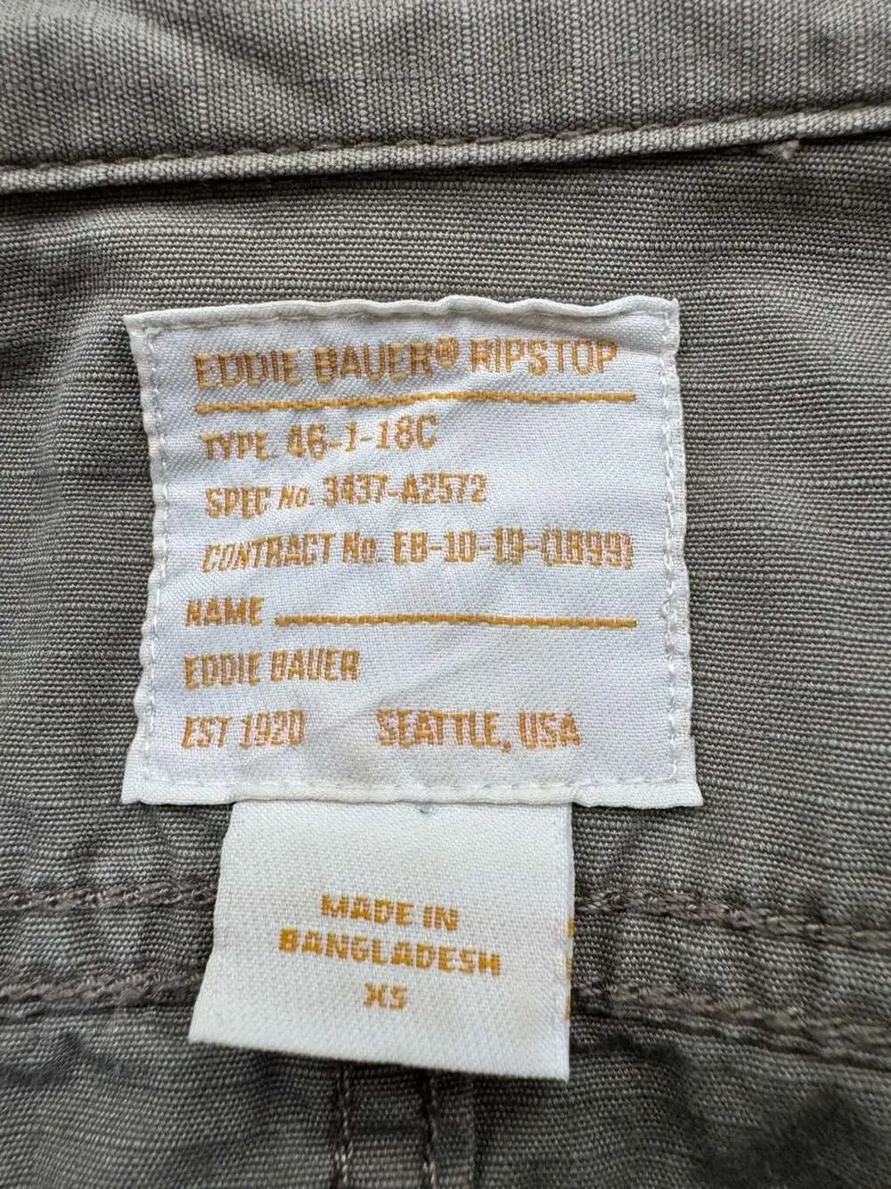 Eddie Bauer Ripstop Utility Jacket XS Olive Green Military Cargo Cotton Jacket